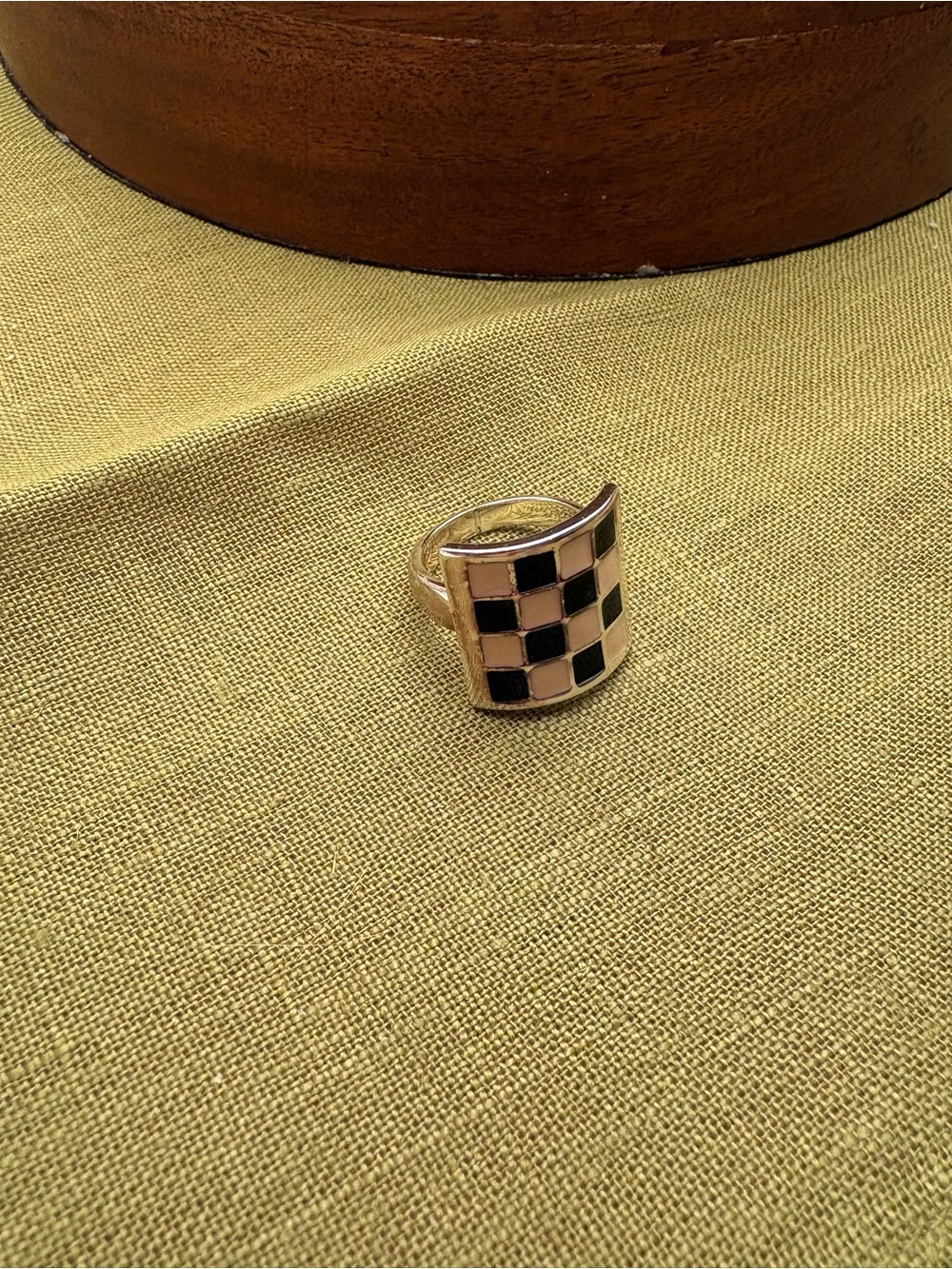 Vintage checkerboard statement ring